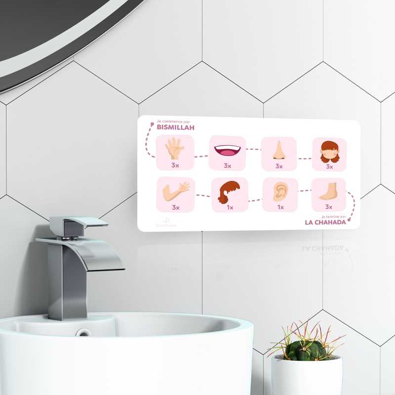 Mon tableau des ablutions - Rose – Mes ablutions pas à pas - Éditions DeeniLearn DeeniLearn Livre Islam Enfant 9782931241141 Librairie Musulmane Al-imen