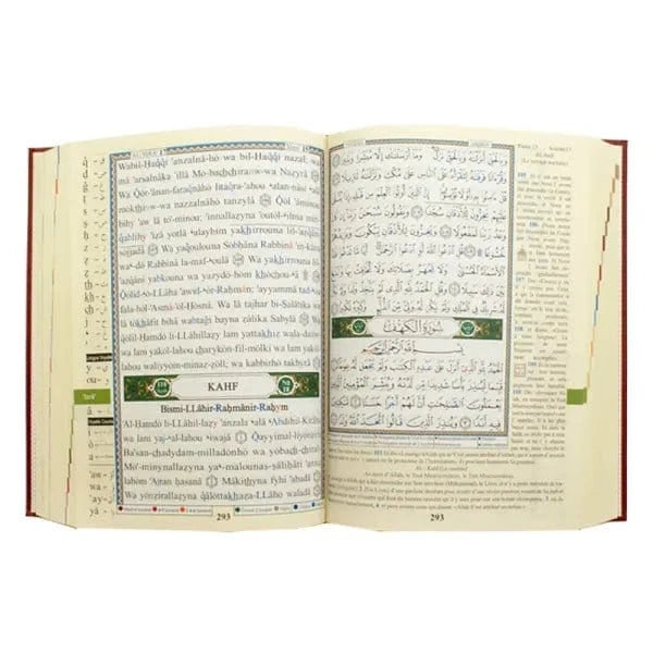 Coran Al - Tajwid avec traduction des sens en français avec index des concepts et themes principaux - Avec phonétique Rouge Al - imen