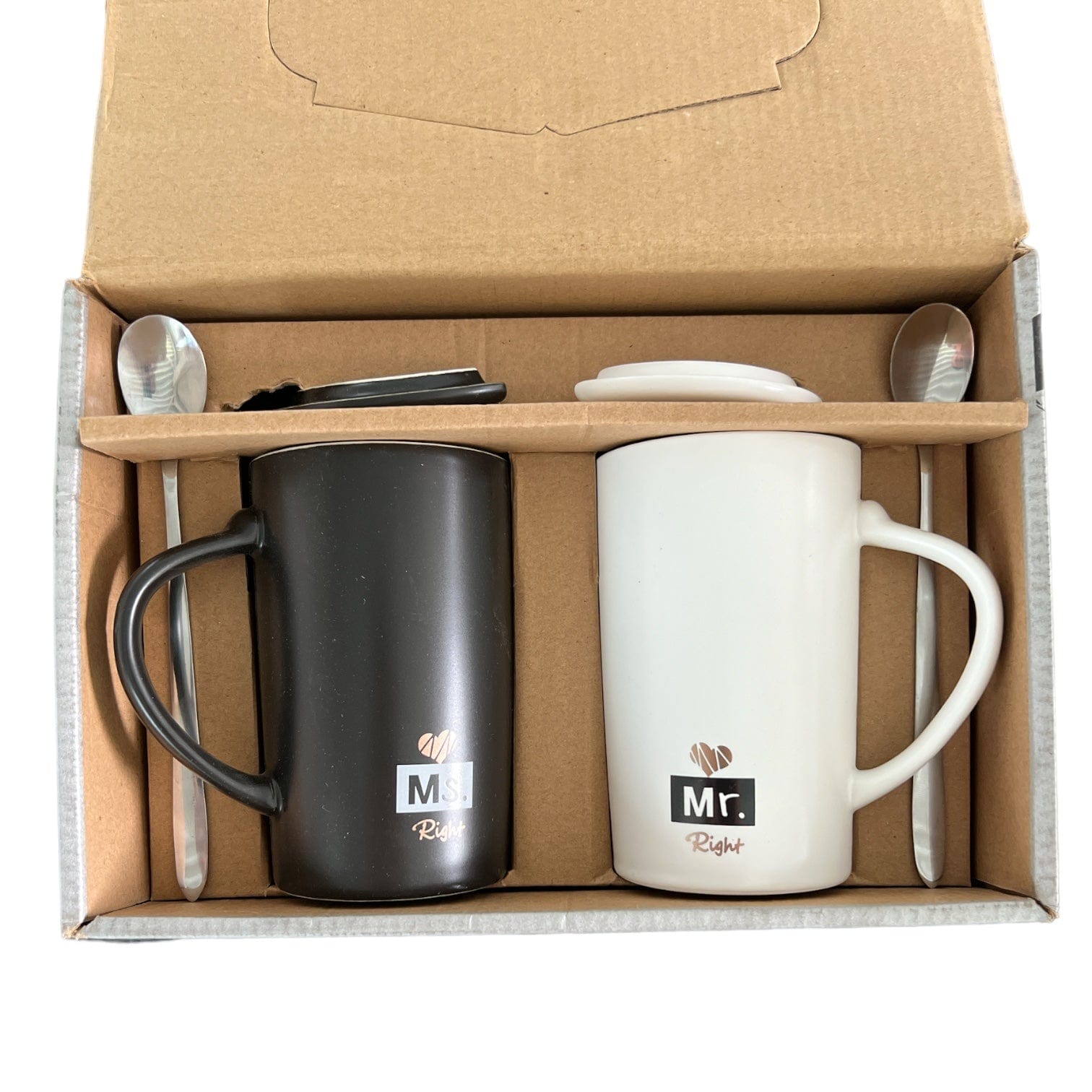 Lot de 2 tasses en céramique pour couple - "Ms. Right & Mr. Right" - Cadeau idéal pour les amoureux Al-imen Décoration 9782492025396 Librairie Musulmane Al-imen